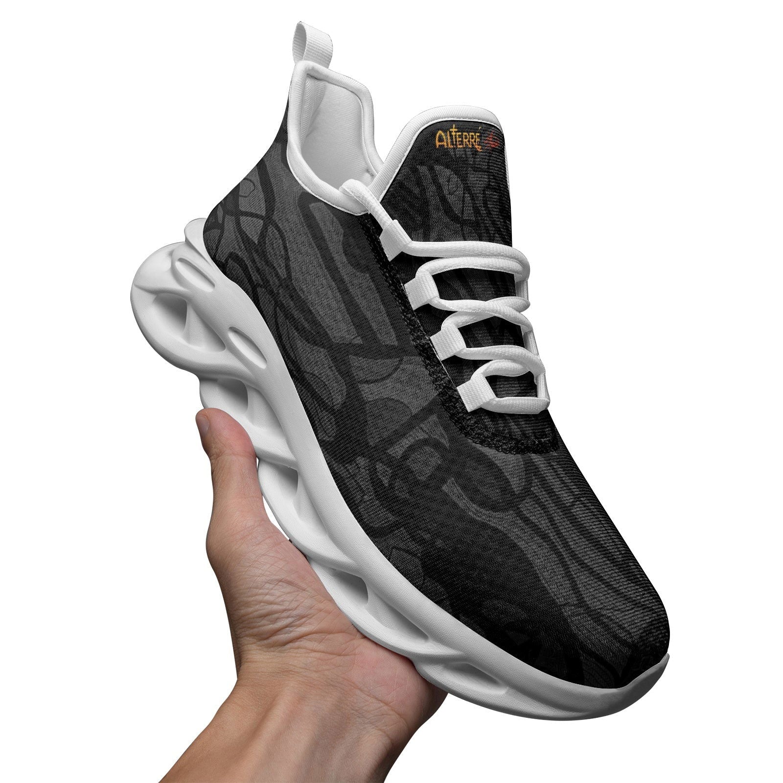 THE GARDEN BLACK | Unisex Bounce Mesh Knit Sneakers - KICKASS FOOTWEAR