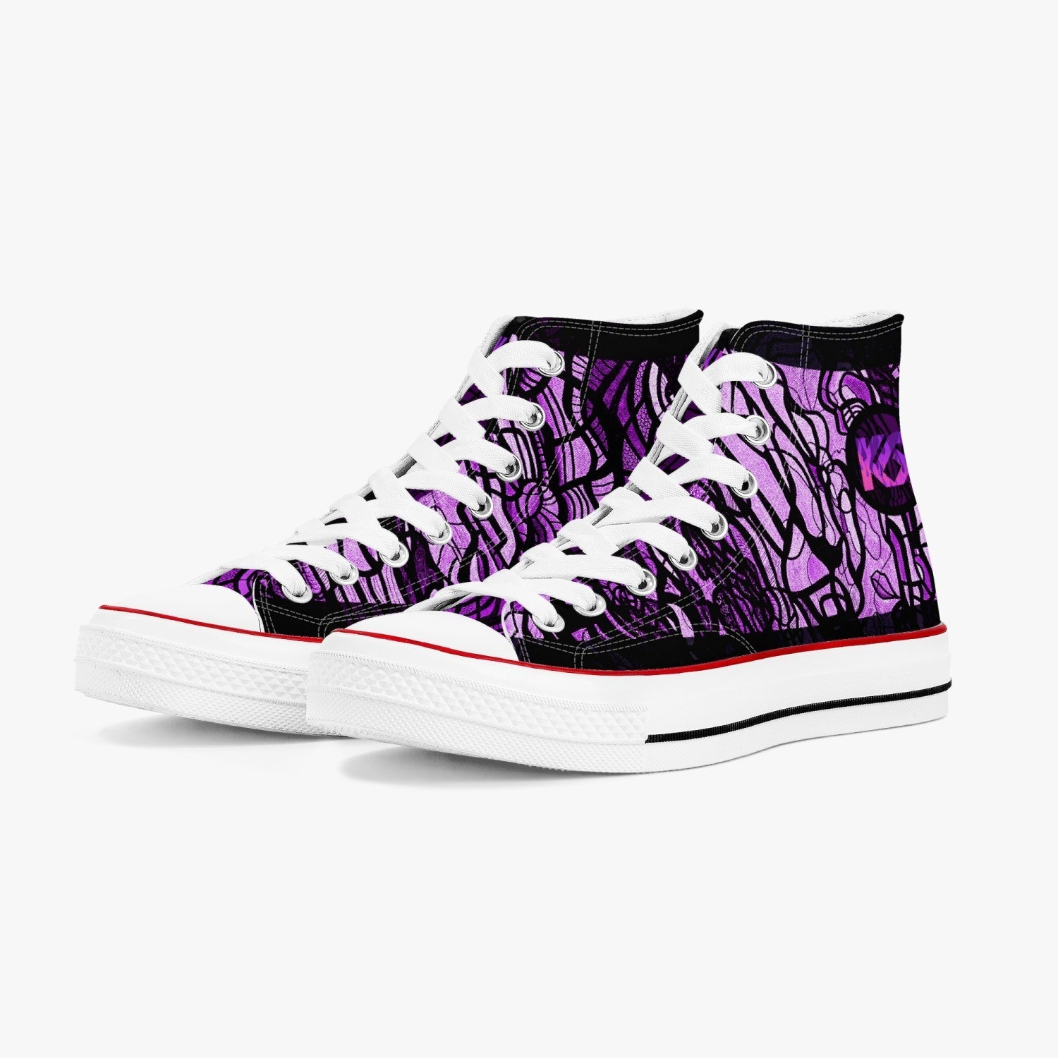 THE GARDEN PURPLE | High-Top Canvas Sneakers - KICKASS FOOTWEAR