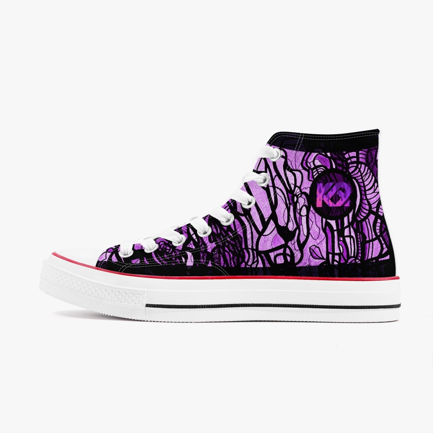 THE GARDEN PURPLE | High-Top Canvas Sneakers - KICKASS FOOTWEAR