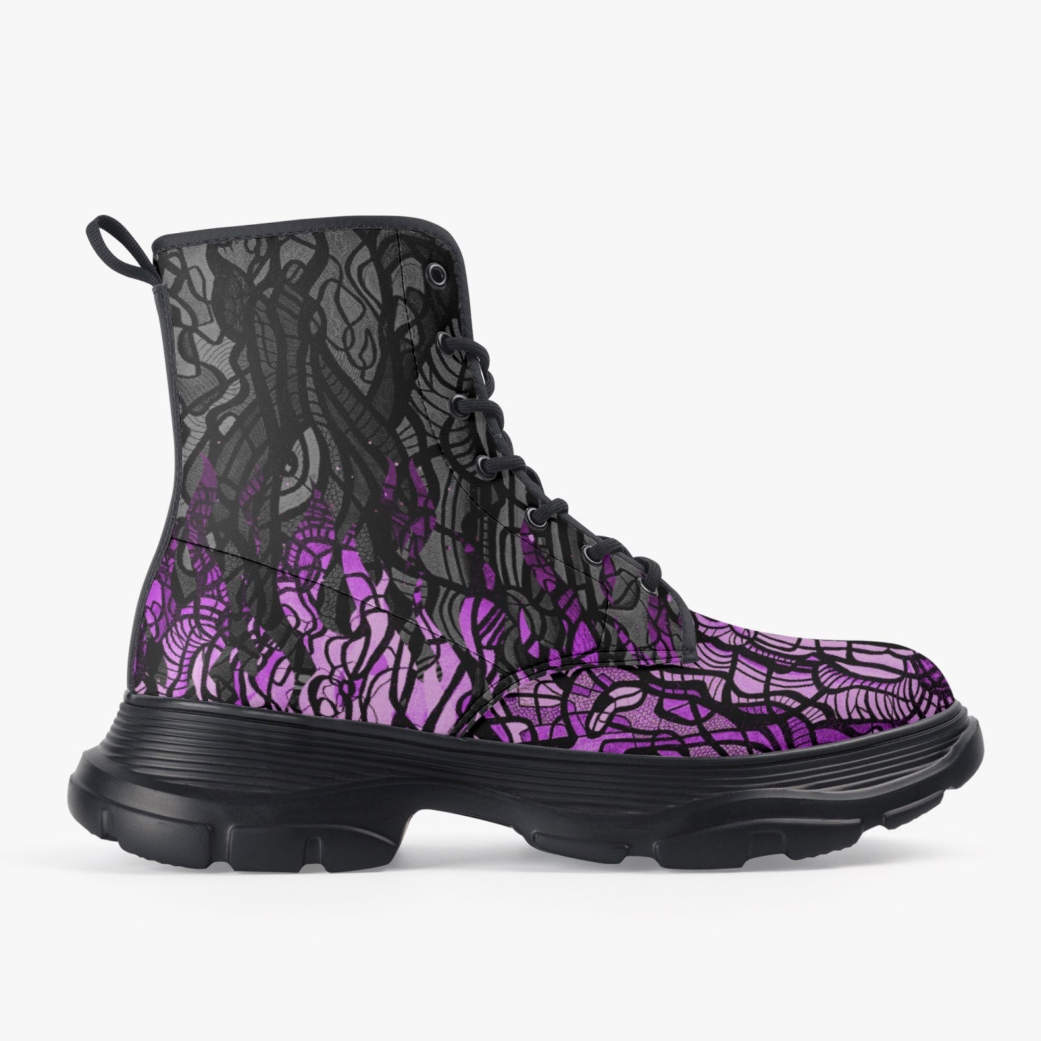 VIOLET INFERNO | Leather Chunky Boots