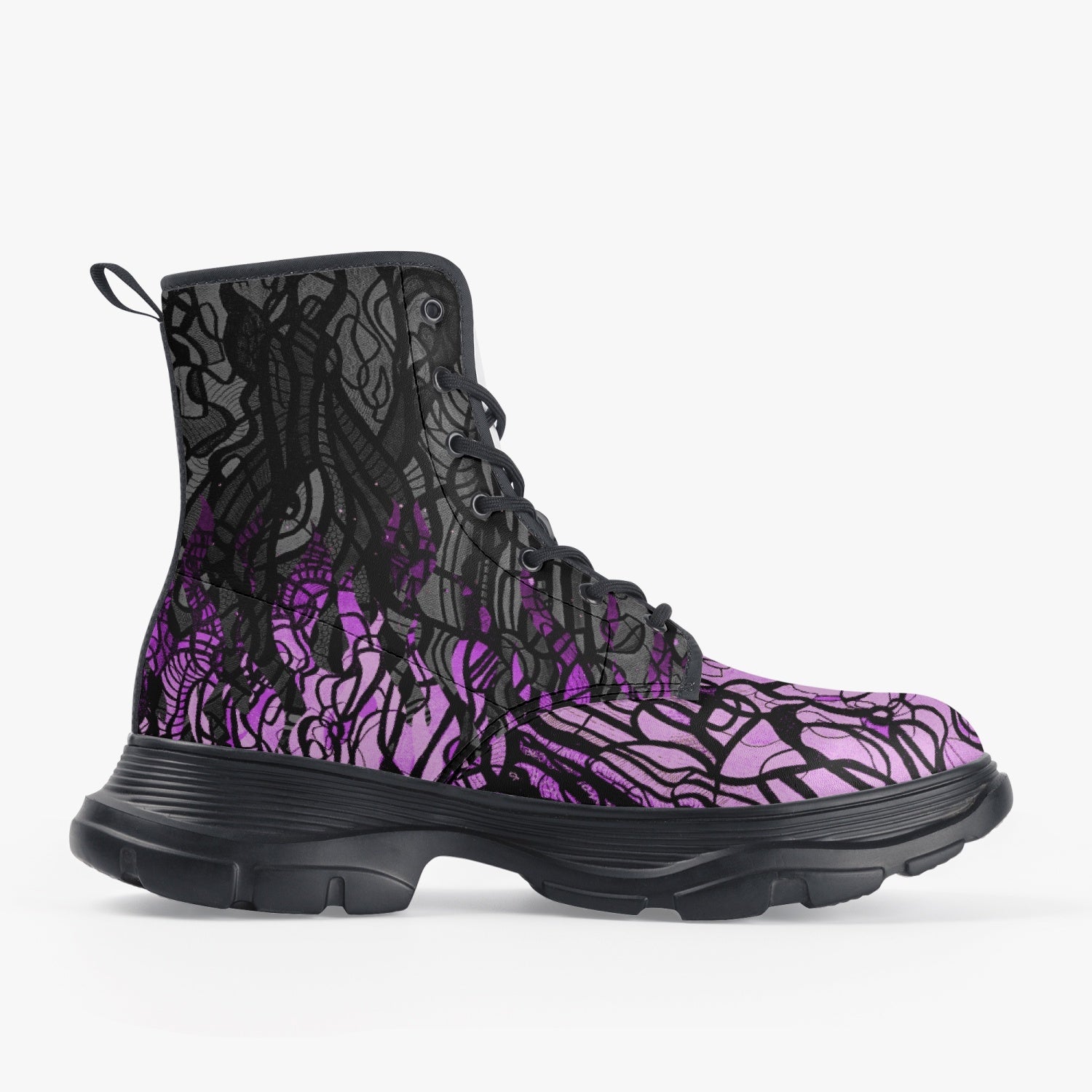 VIOLET INFERNO | Leather Chunky Boots