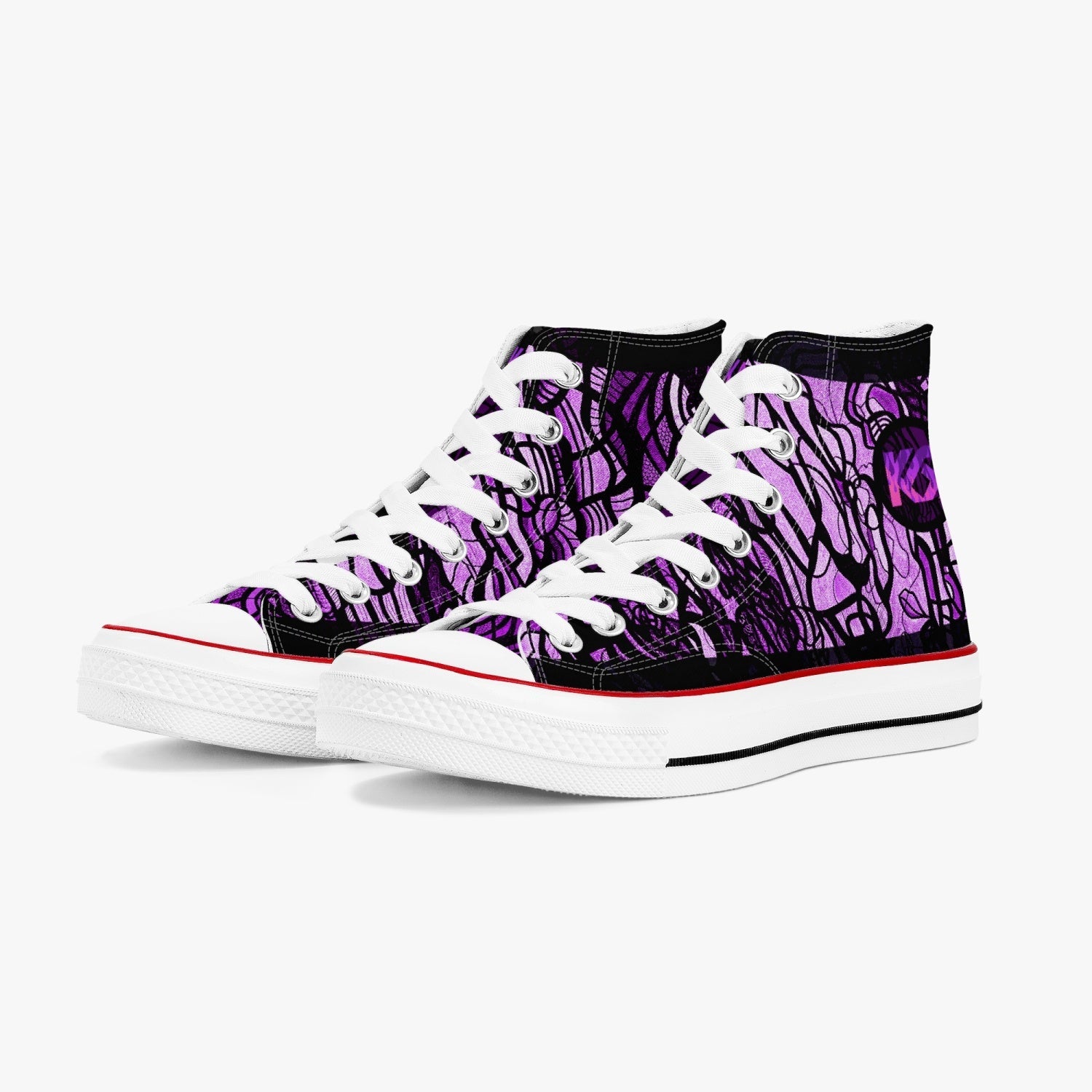 THE GARDEN PURPLE |  High-Top Canvas Sneakers - KICKASS FOOTWEAR