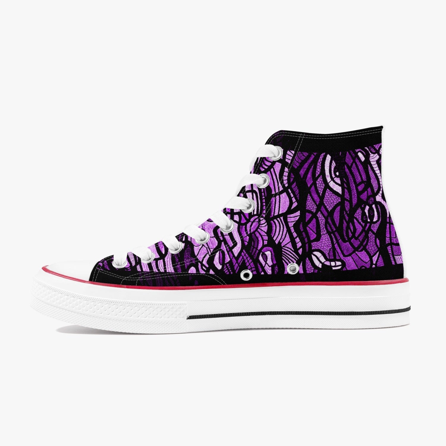 THE GARDEN PURPLE |  High-Top Canvas Sneakers - KICKASS FOOTWEAR