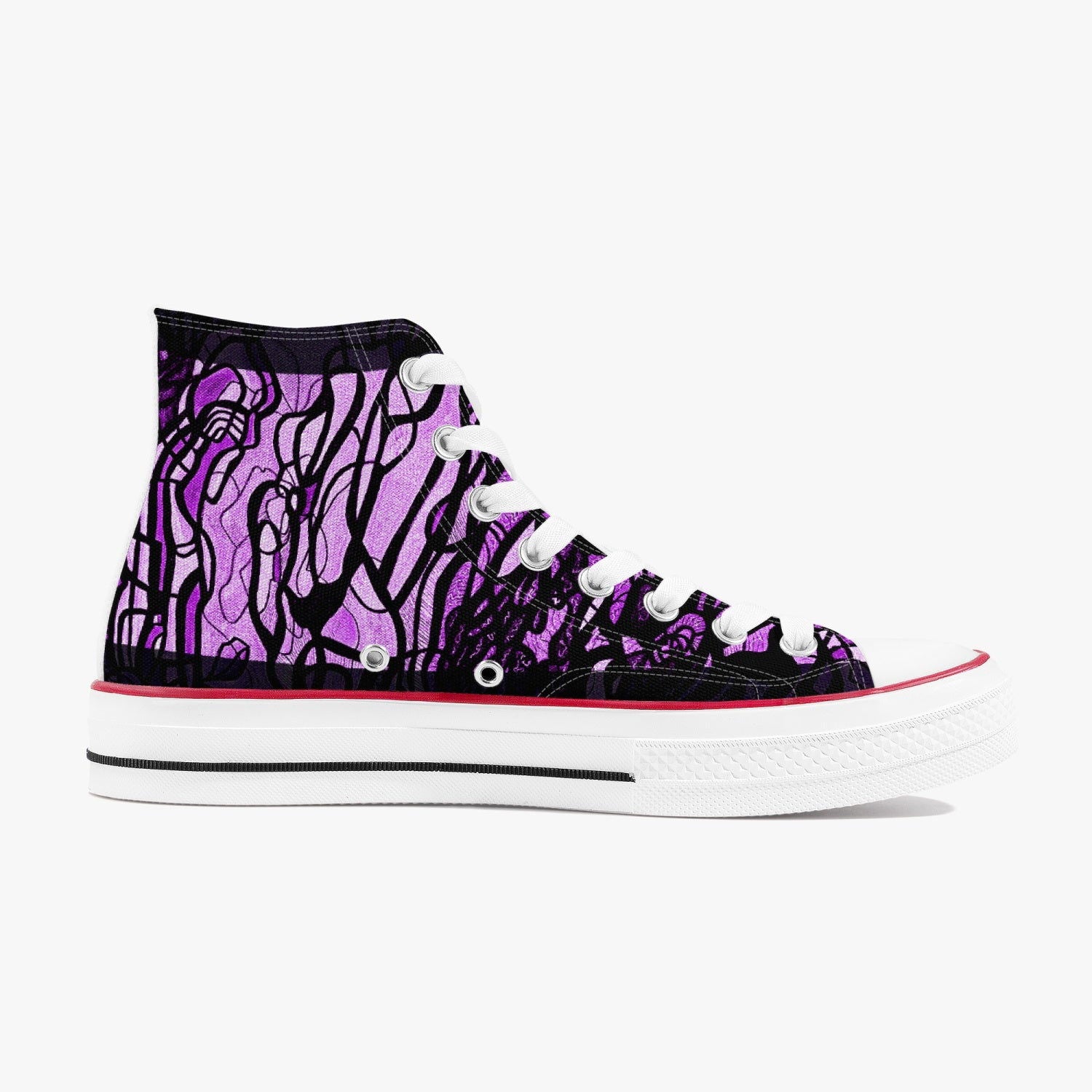 THE GARDEN PURPLE |  High-Top Canvas Sneakers - KICKASS FOOTWEAR