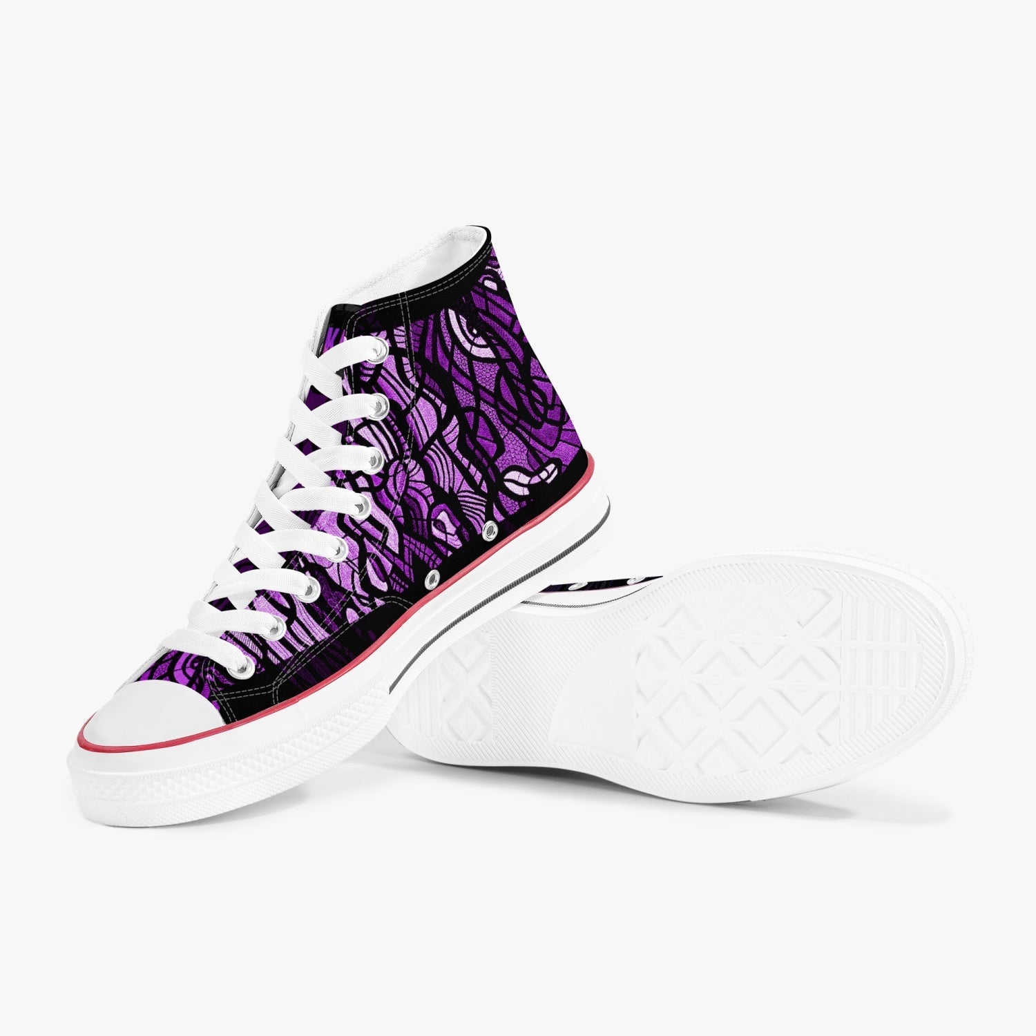 THE GARDEN PURPLE |  High-Top Canvas Sneakers - KICKASS FOOTWEAR