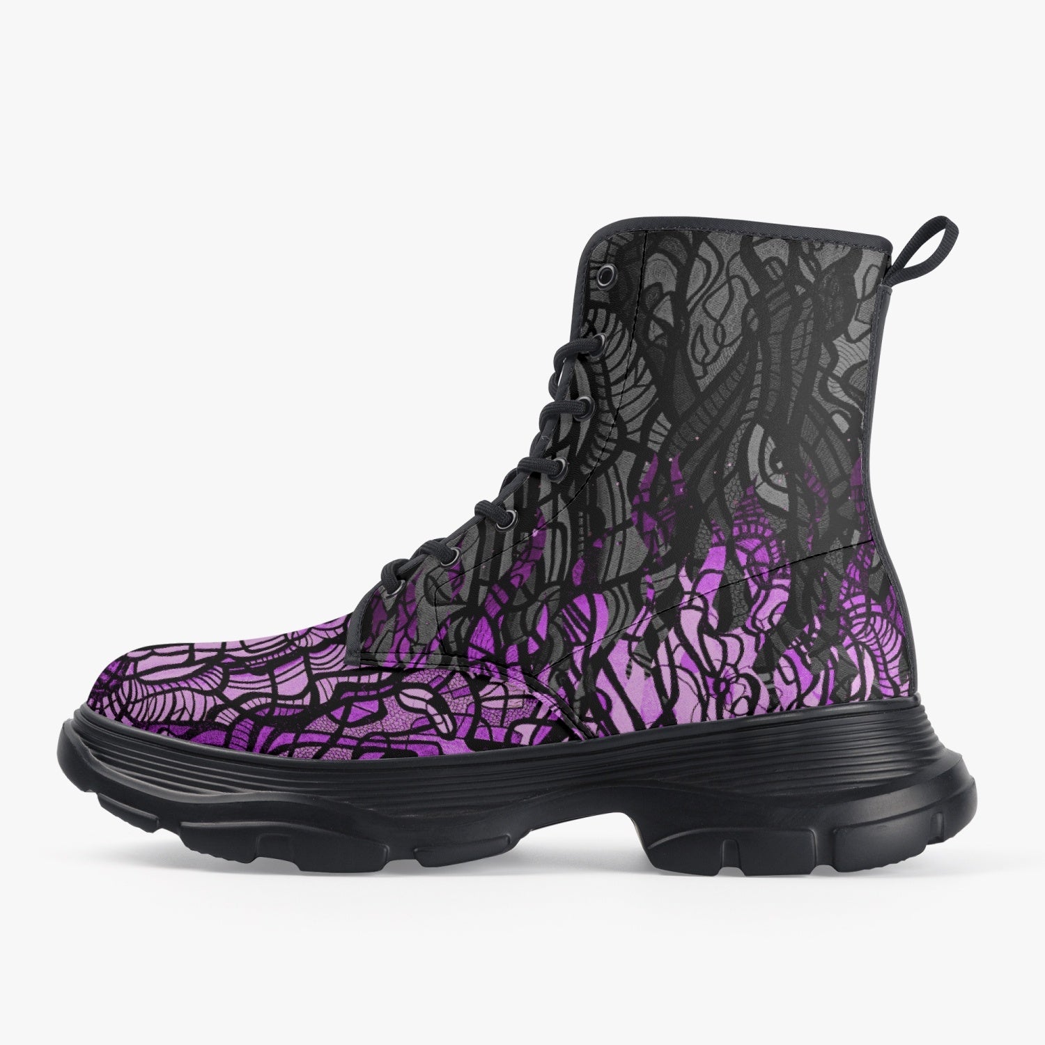 VIOLET INFERNO | Leather Chunky Boots - KICKASS FOOTWEAR