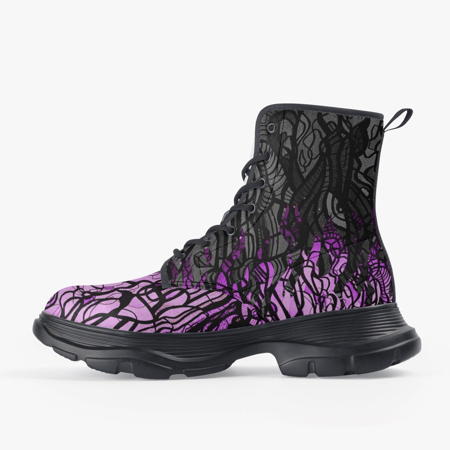 VIOLET INFERNO | Leather Chunky Boots - KICKASS FOOTWEAR
