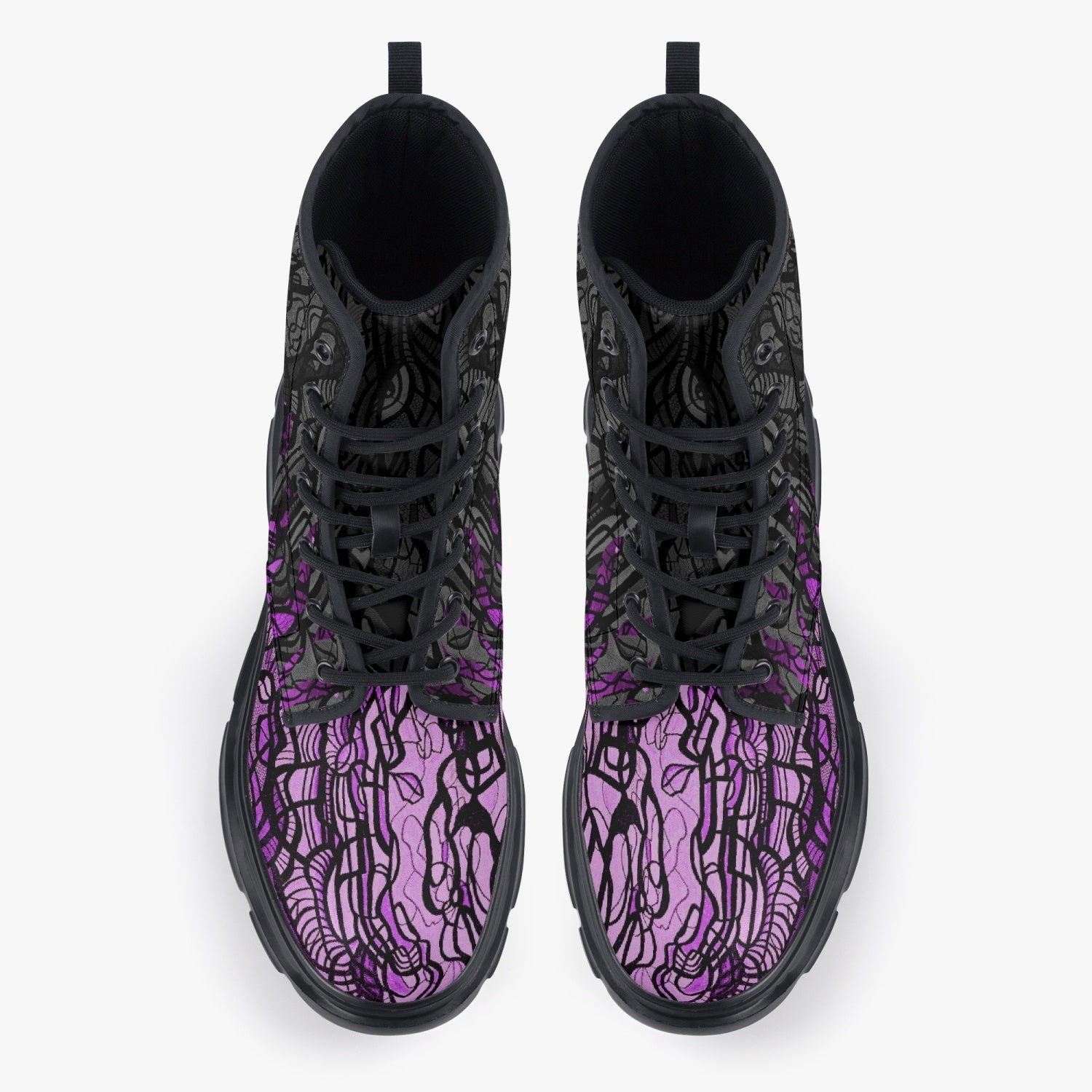 VIOLET INFERNO | Leather Chunky Boots - KICKASS FOOTWEAR
