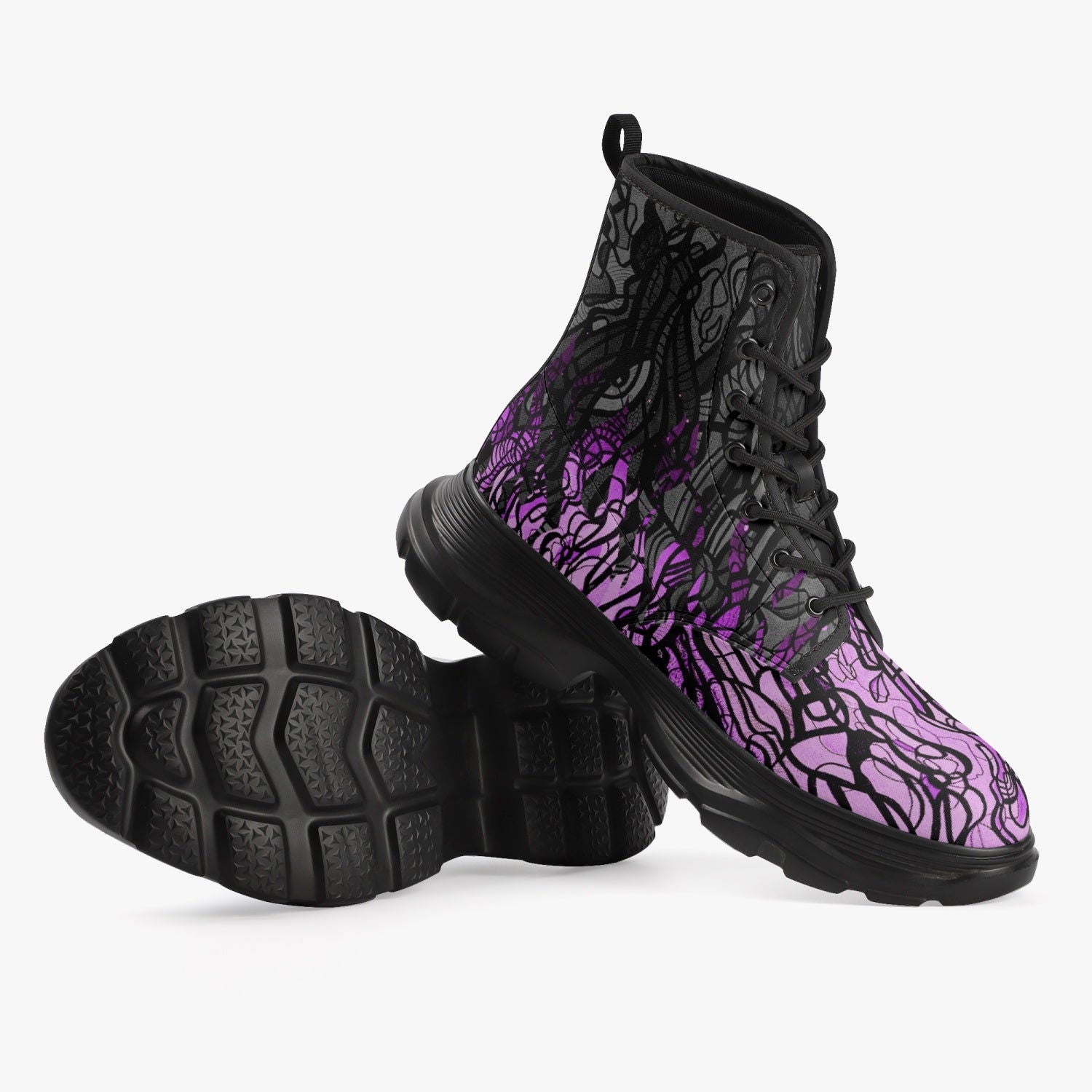 VIOLET INFERNO | Leather Chunky Boots - KICKASS FOOTWEAR